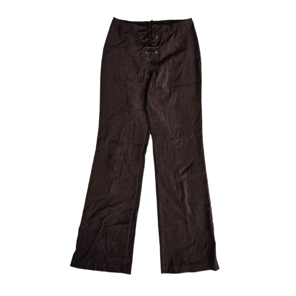 Y2k Flared Pants Lace-Up Front Brown IZ Byer - Size 9